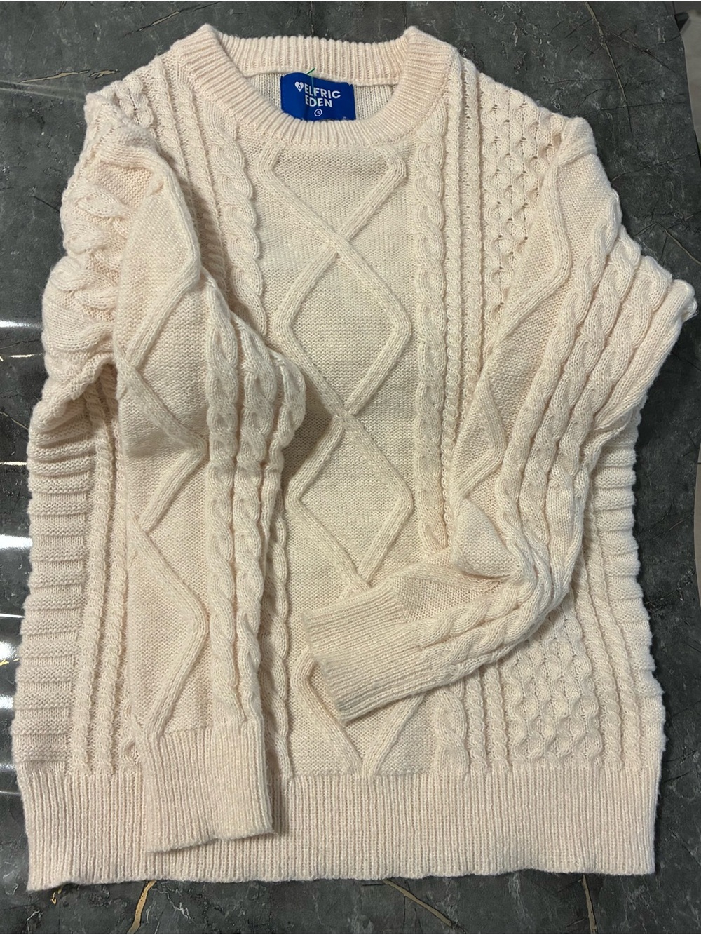 Aelfric Eden Cream Cable-Knit Crewneck Sweater